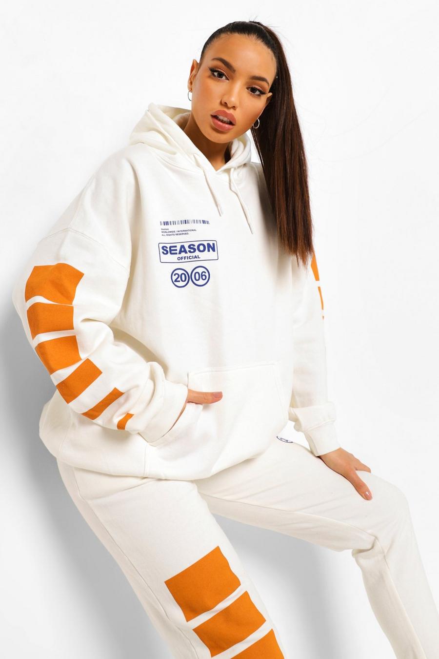 Ecru Tall - Oversize hoodie med grafiskt tryck image number 1