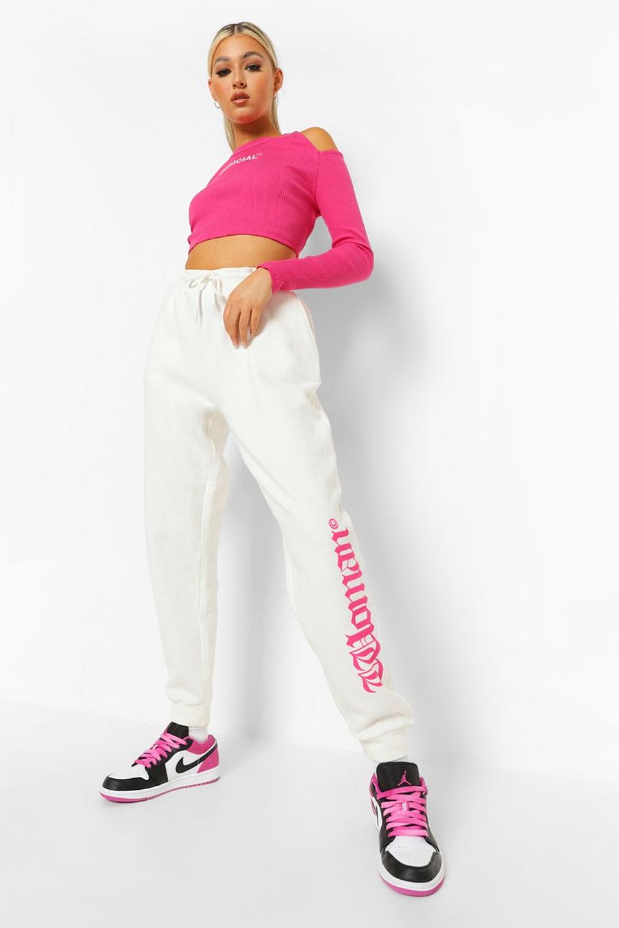 Pantalones de deporte con eslogan Woman - Tall , Crudo image number 1