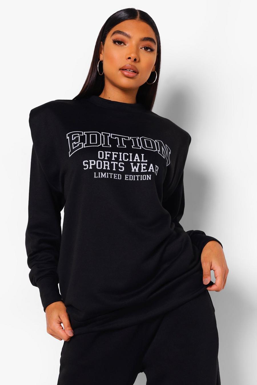 Black Tall - Oversize sweatshirt med axelvaddar image number 1