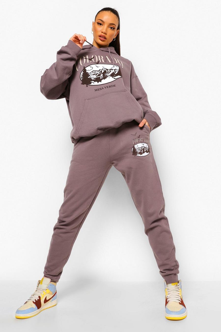 Grey White Tall Colorado Slogan Track Pants image number 1