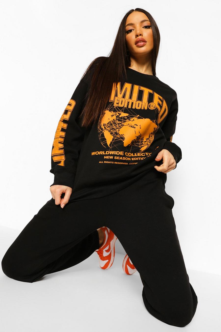 Black Tall - Oversize sweatshirt med grafiskt tryck image number 1