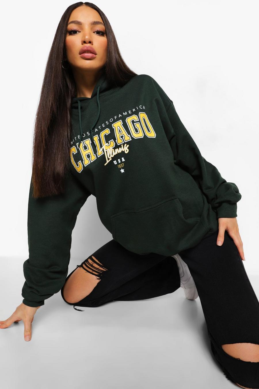 Green Tall Oversized Chicago Hoodie image number 1