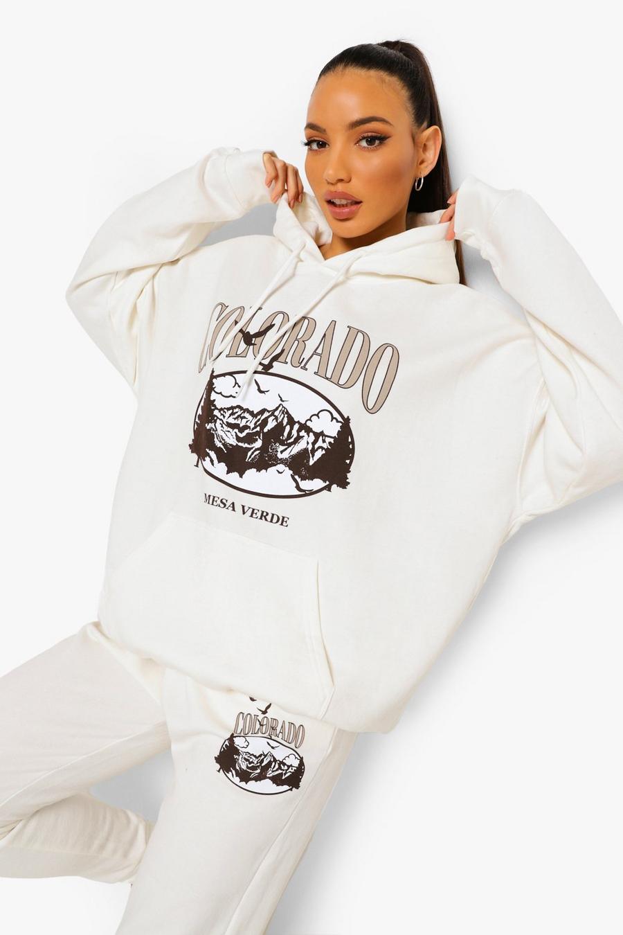 Ecru Tall - "Colorado" Oversize hoodie med grafiskt tryck image number 1