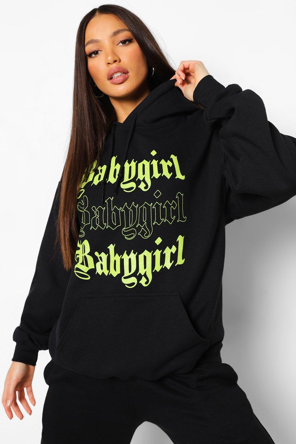 Baby girl slogan hoodie hotsell