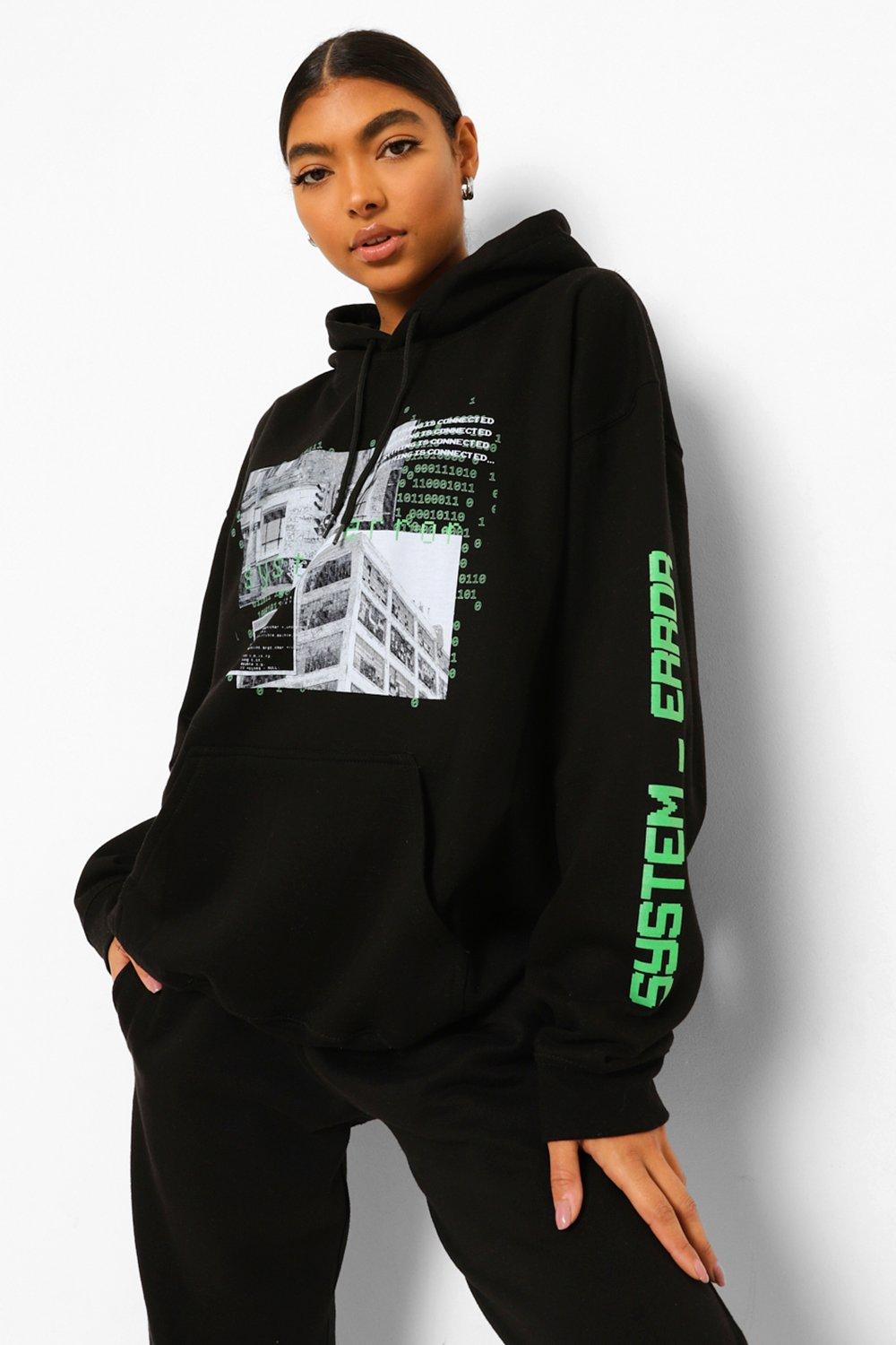 Tall Oversized Graphic Hoodie boohoo IE