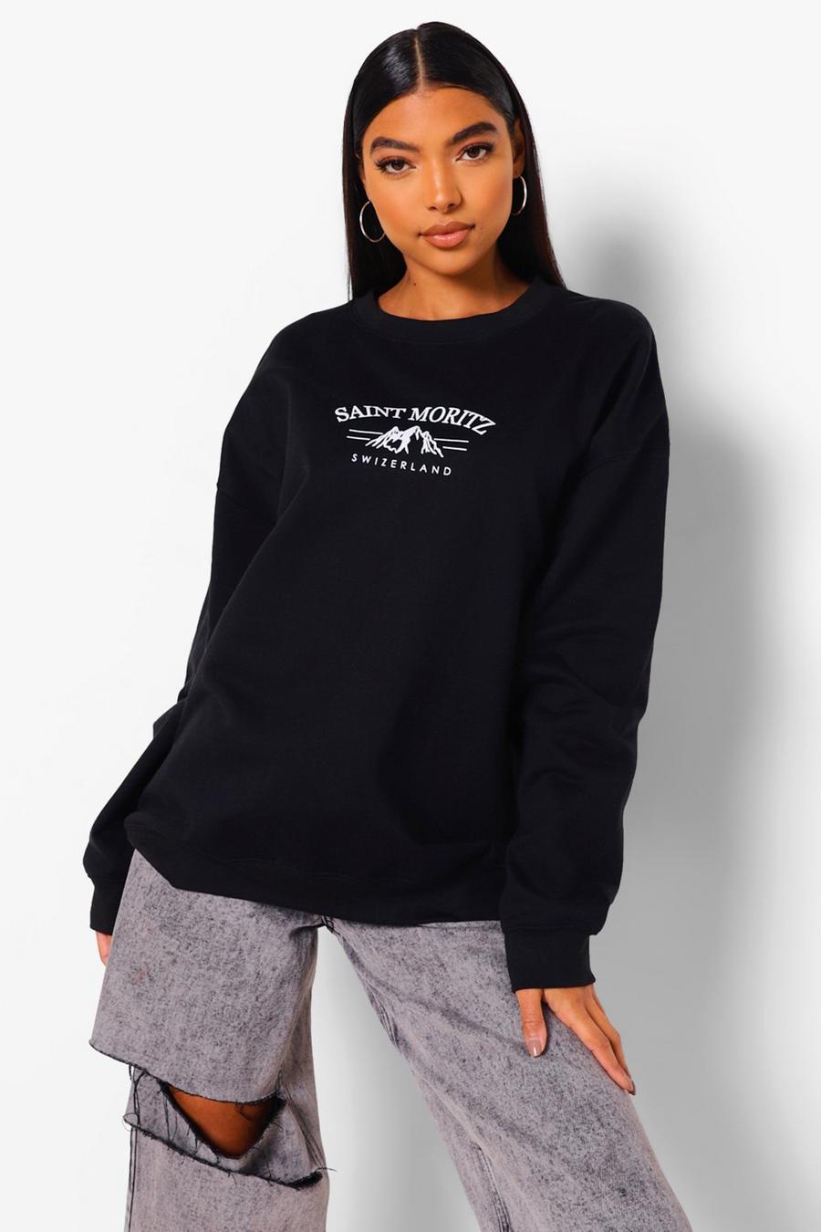 Black Tall - Oversize sweatshirt med grafiskt tryck image number 1
