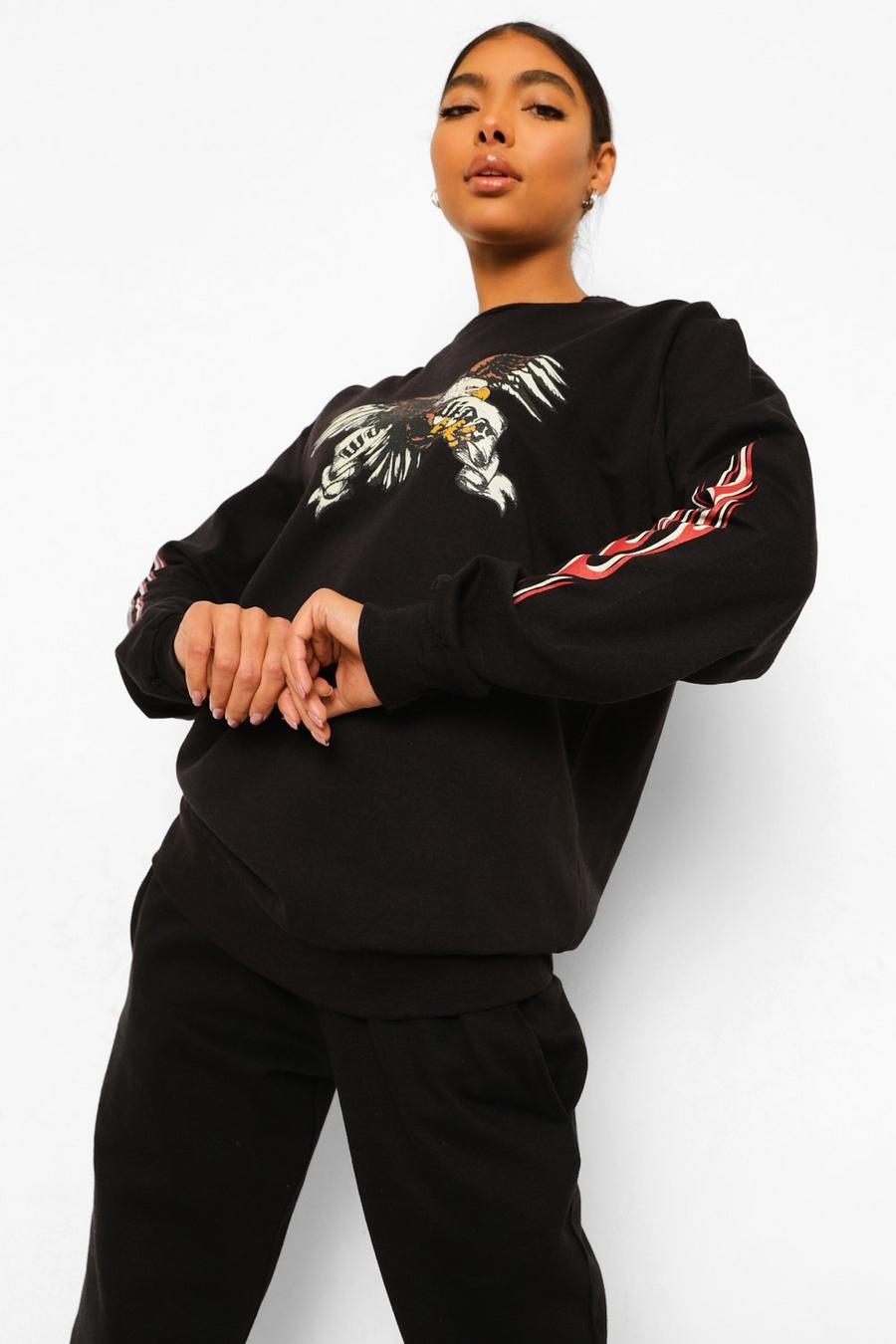 Black Tall - Oversize sweatshirt med örn image number 1
