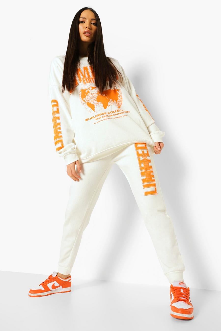 Ecru White Tall Limited Graphic Track Pants image number 1