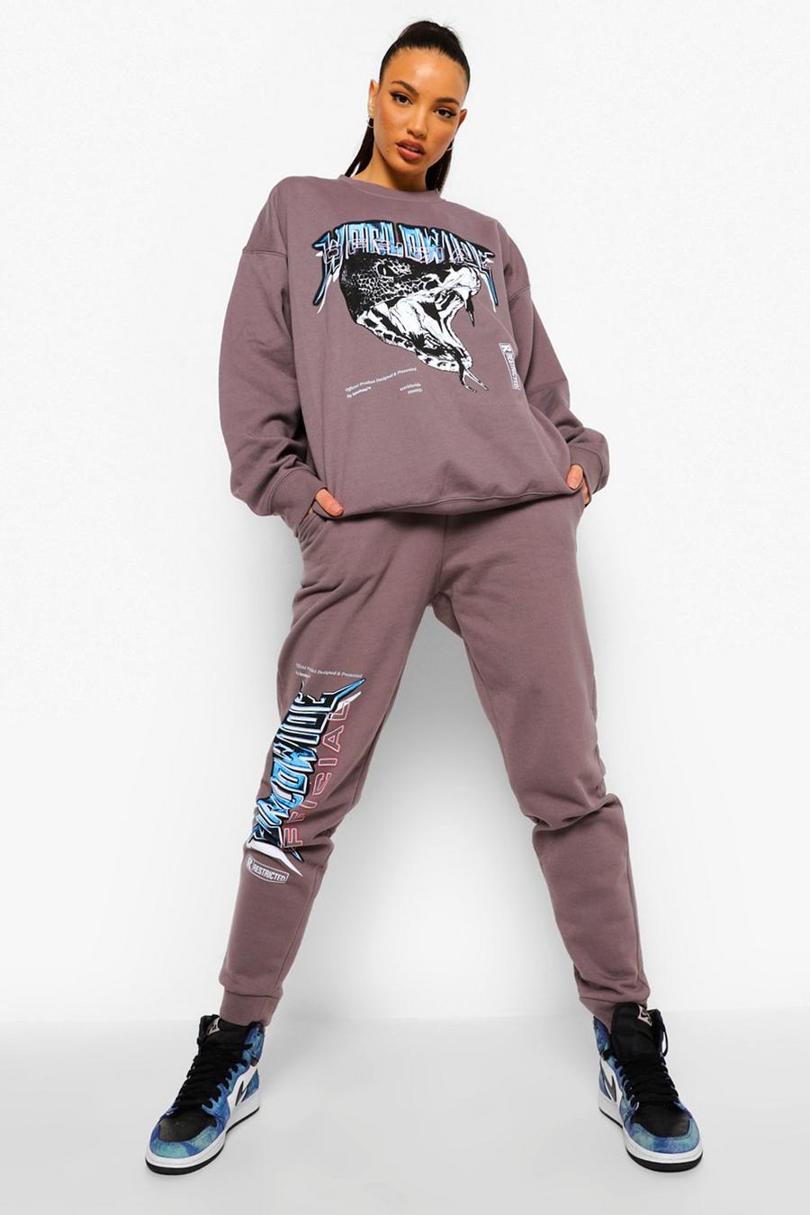 Grey Tall Worldwide Graphic Joggers image number 1