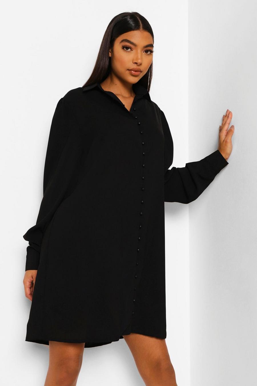 Black Tall Woven Shirt Dress image number 1