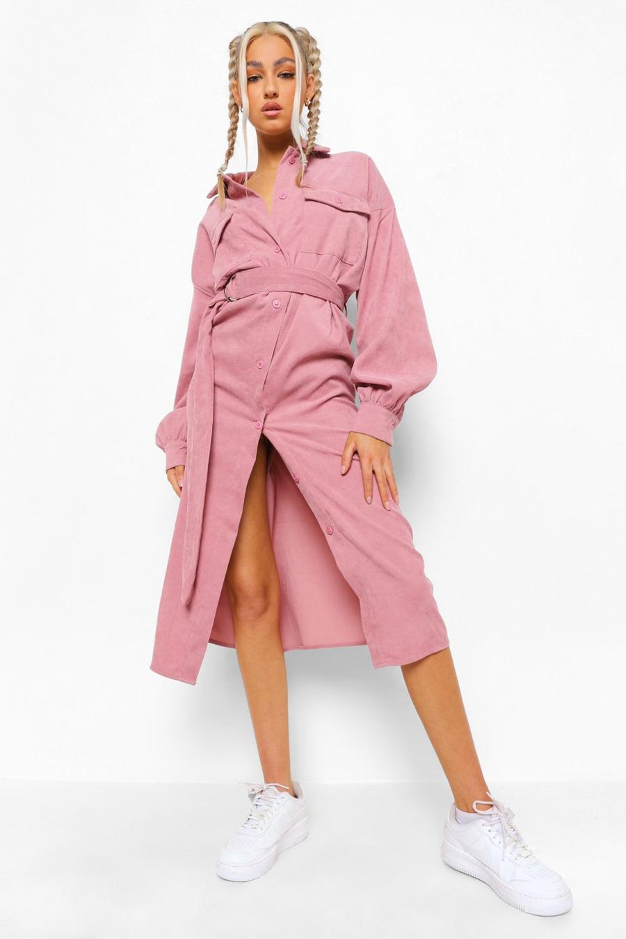 Blush pink Tall Woven Utility Midi Shirt Dress