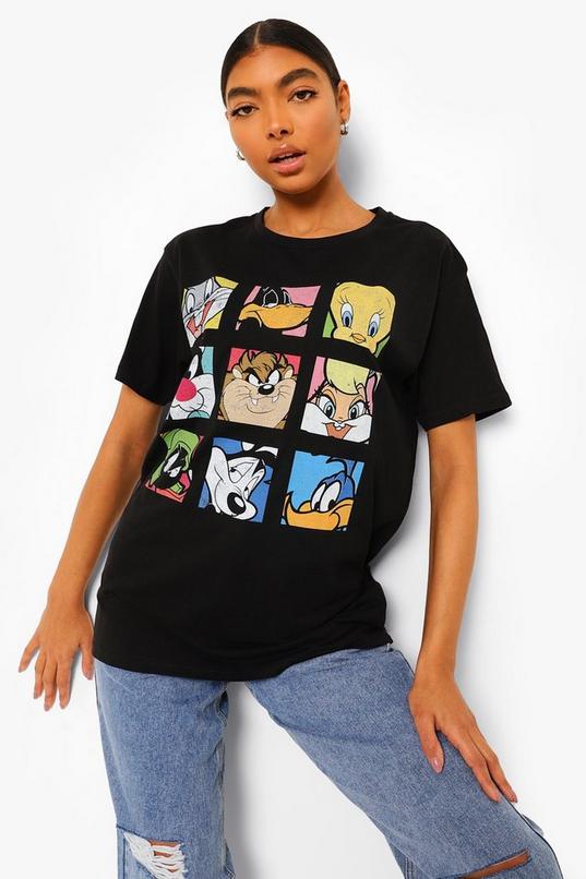 | Looney Boohoo UK Tall Black Women\'s Tunes License T-shirt