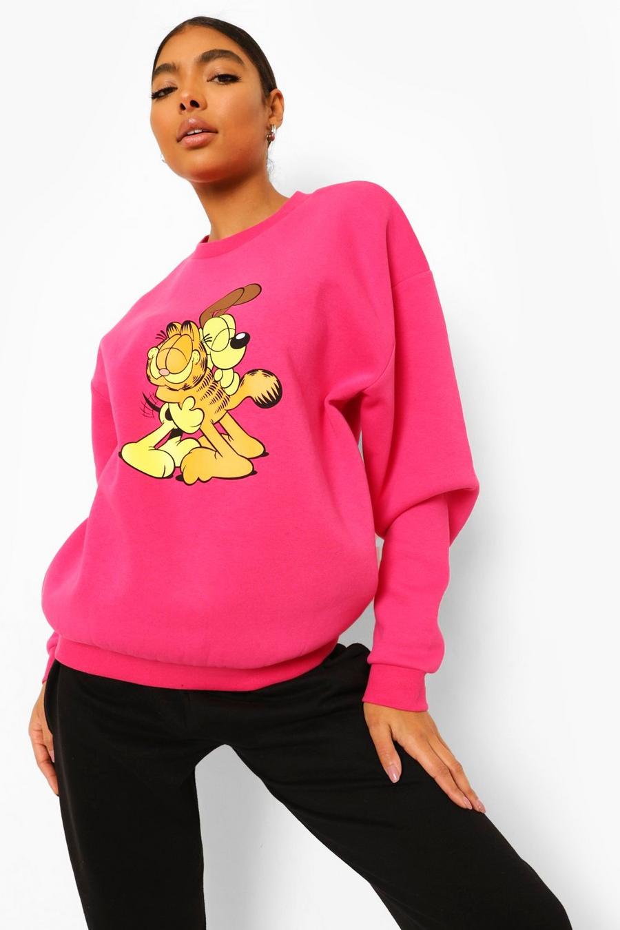 Tall Lizenz Pullover mit Garfield-Motiv in Übergröße , Rosa image number 1