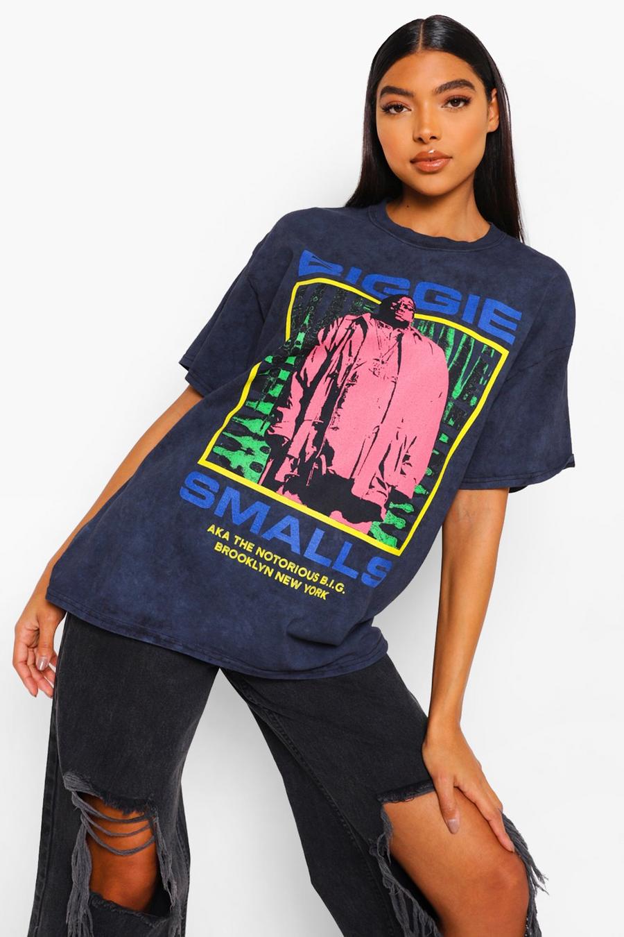 Charcoal Tall Acid Wash Gebleekt Gelicenseerd Biggie T-Shirt image number 1