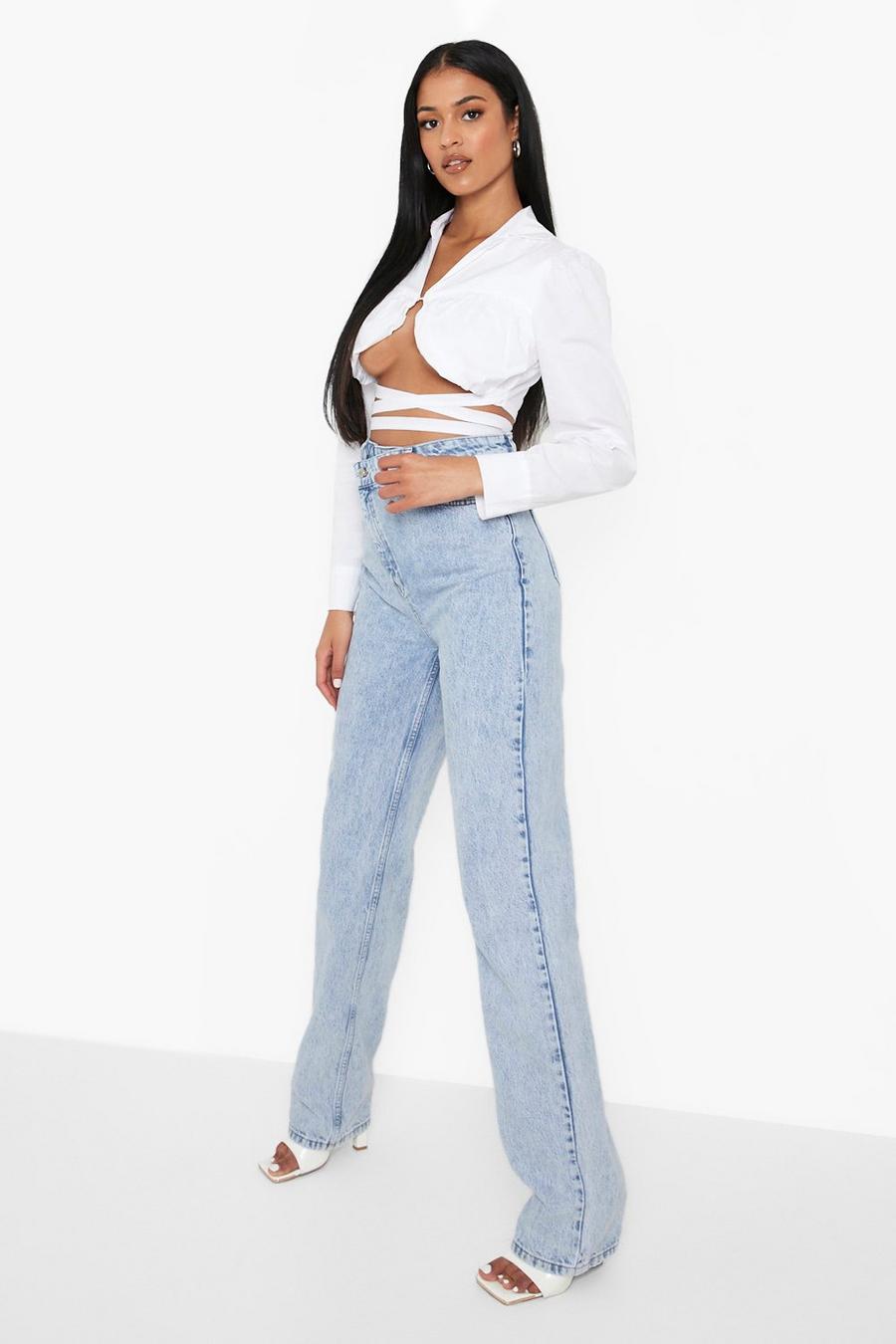 Ice blue Tall Asymmetric Straight Leg Jeans image number 1