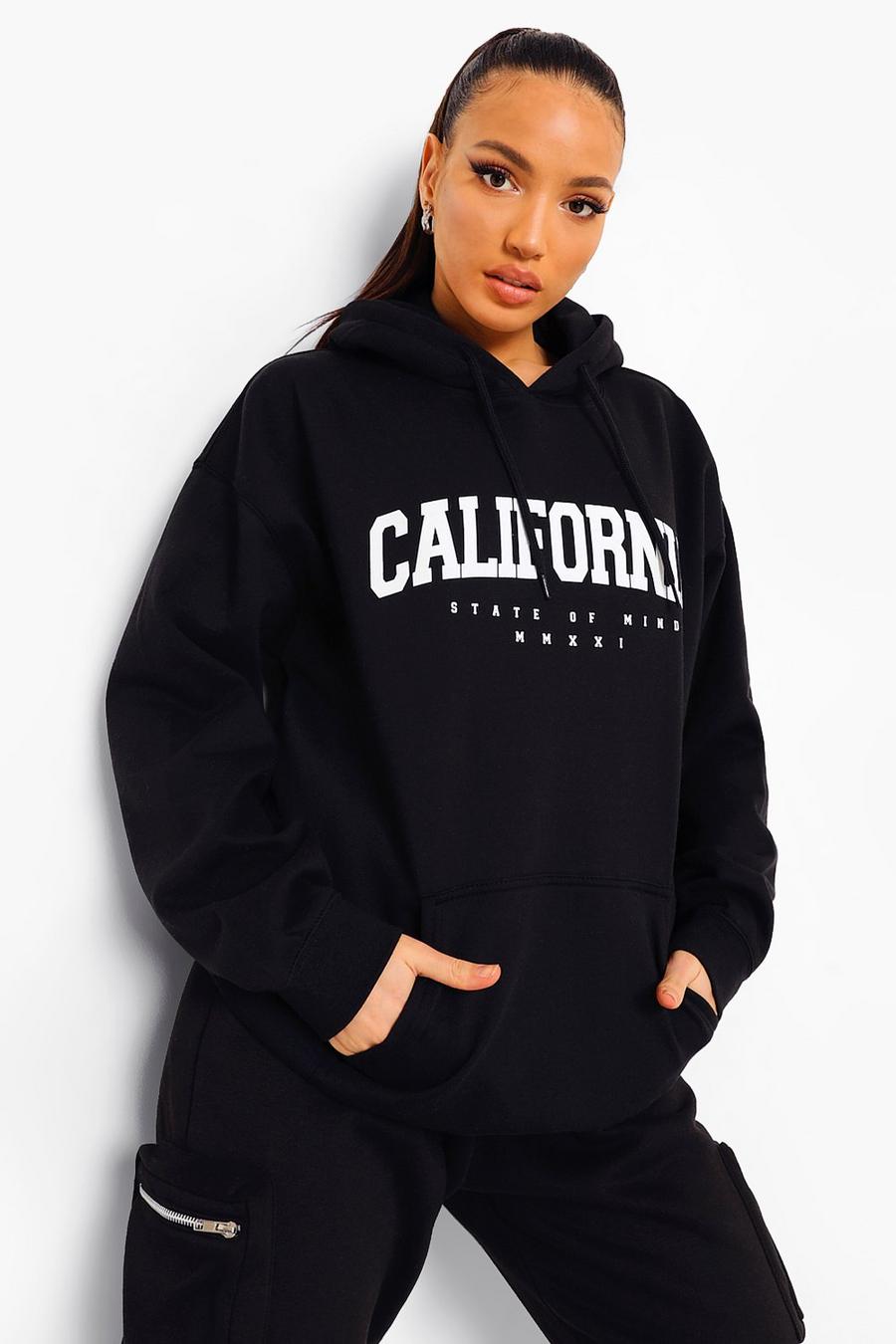 Sudadera con capucha estilo universitario con estampado California - Tall, Negro image number 1