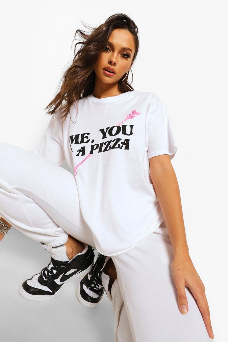 Camiseta con eslogan “Me You And Pizza” Tall, Blanco image number 1