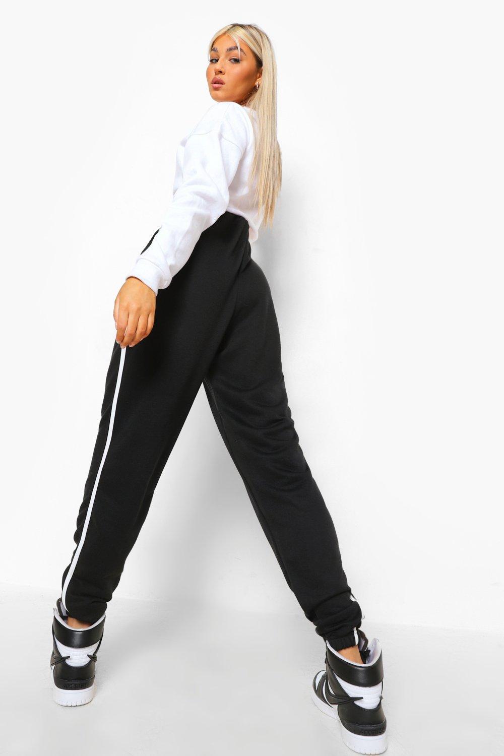 Women's Black Tall Piping Detail Slouchy Jogger