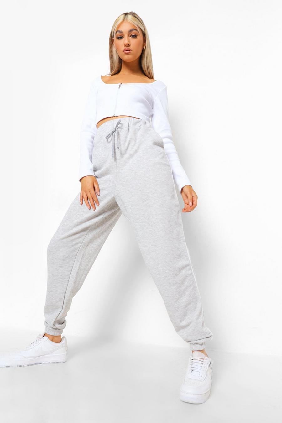 Grey marl Tall  Joggers med kantband image number 1