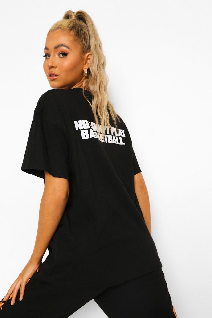 Camiseta con estampado de eslogan Basketball en la espalda Tall, Negro image number 1