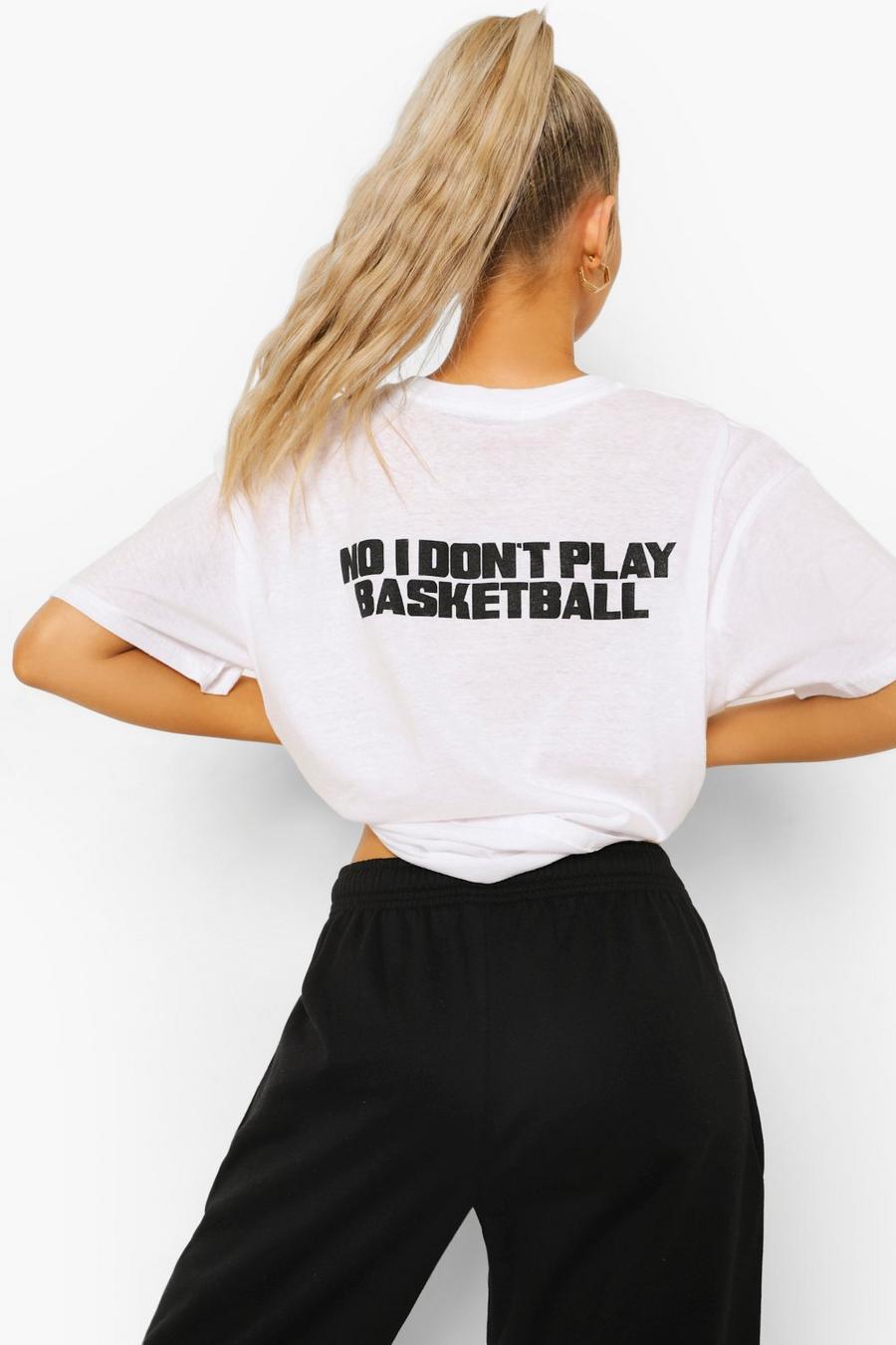 Tall T-Shirt mit Basketball-Slogan hinten, Weiß image number 1