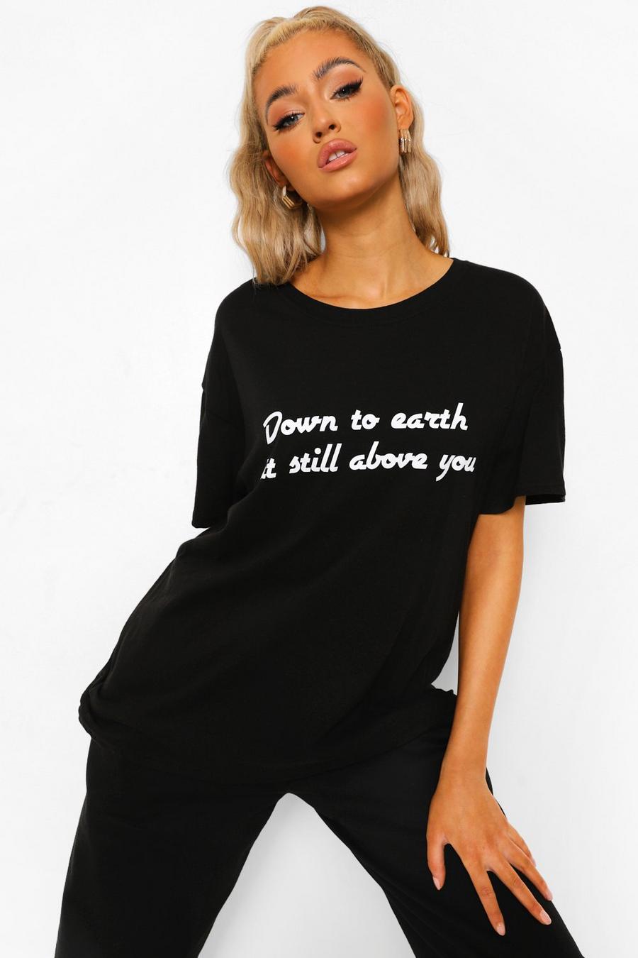 Black Tall Above You Slogan T-shirt image number 1