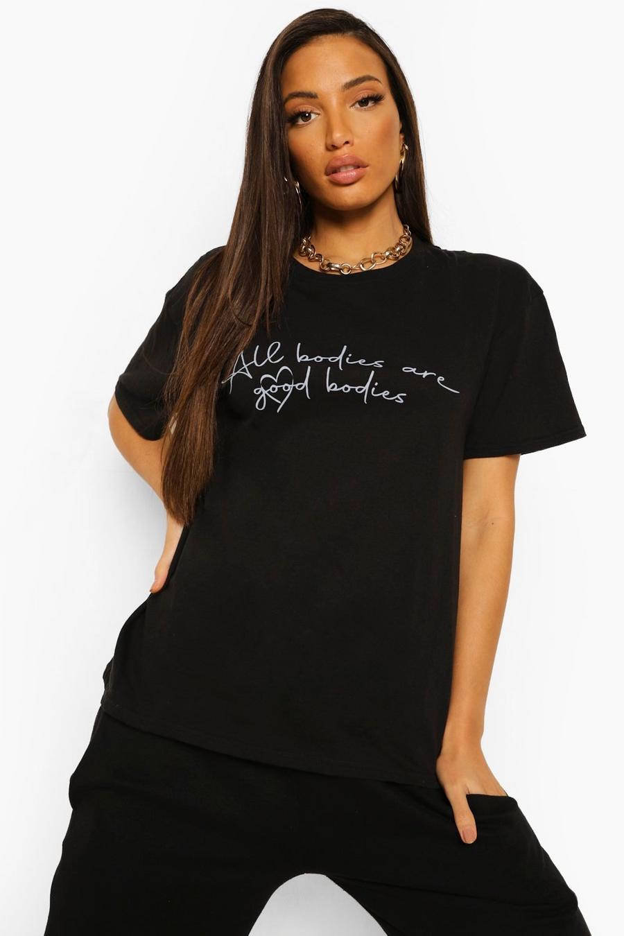 Black Tall - "Good Bodies" T-shirt med slogan och hjärta image number 1