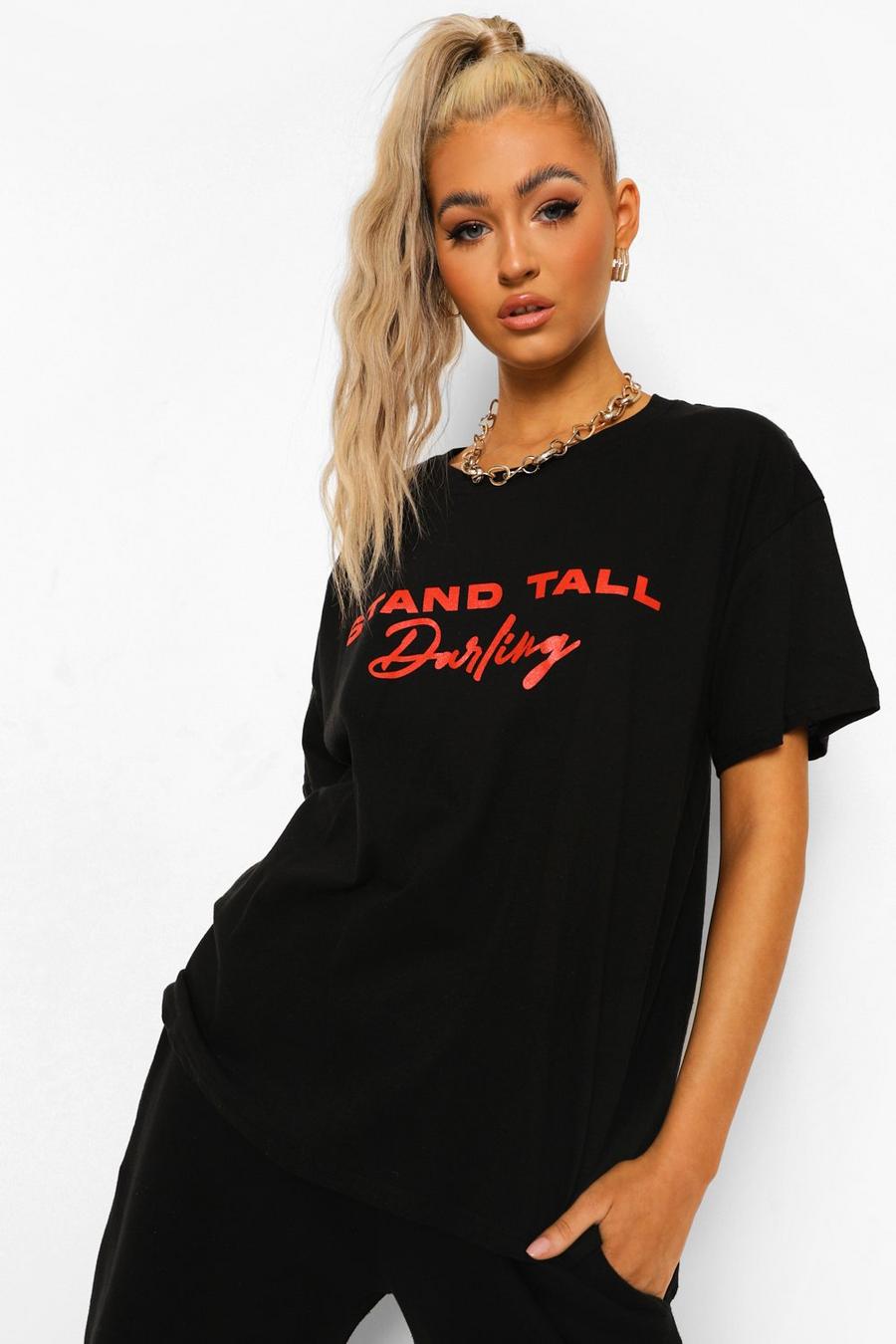 Black Tall - "Stand Tall" T-shirt med slogan image number 1