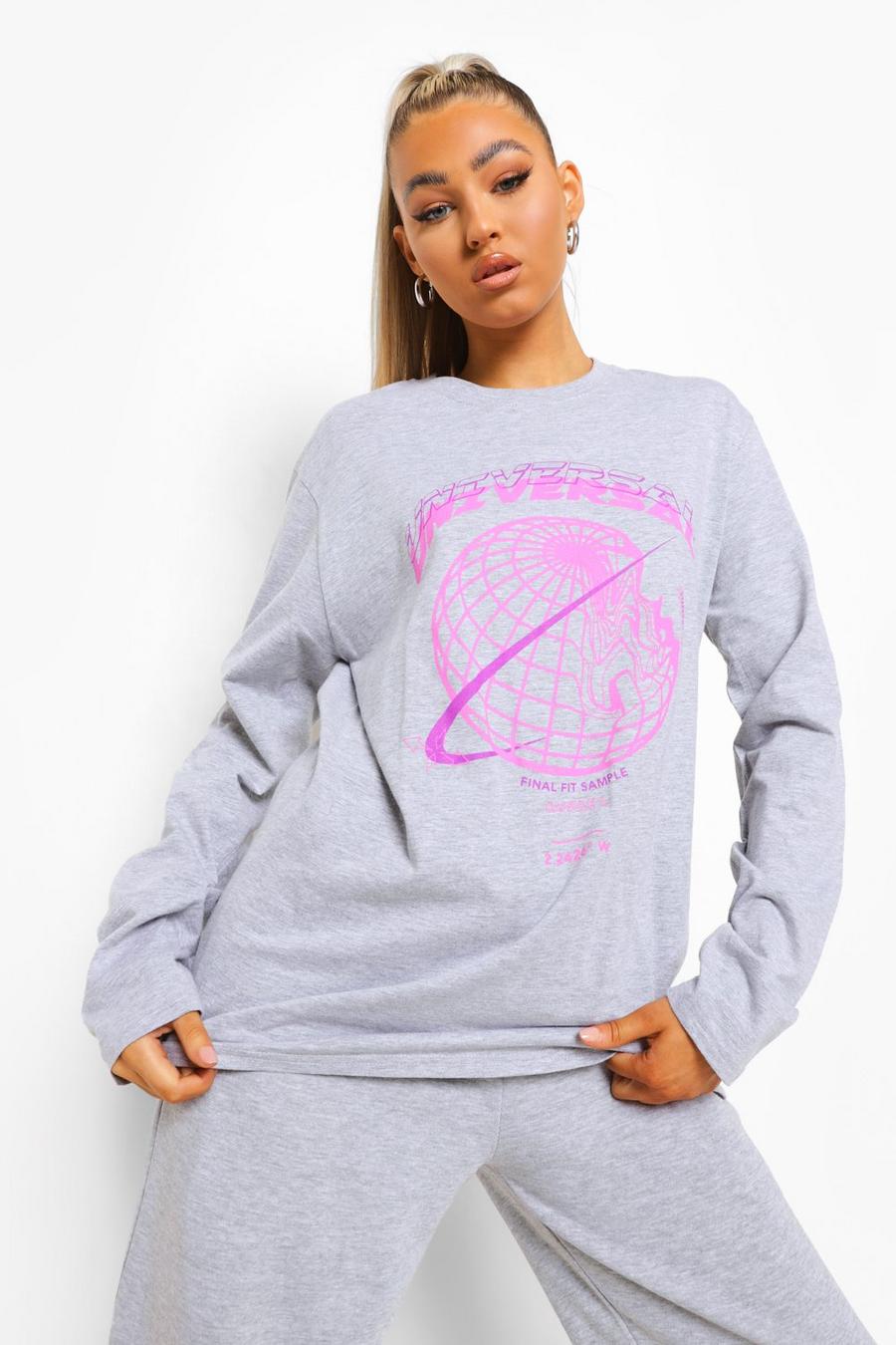 Grey Tall Universal Graphic Long Sleeve T-shirt image number 1