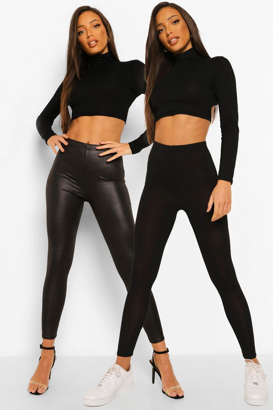 Black Tall Faux Leather And Basic Legging 2 Pack image number 1