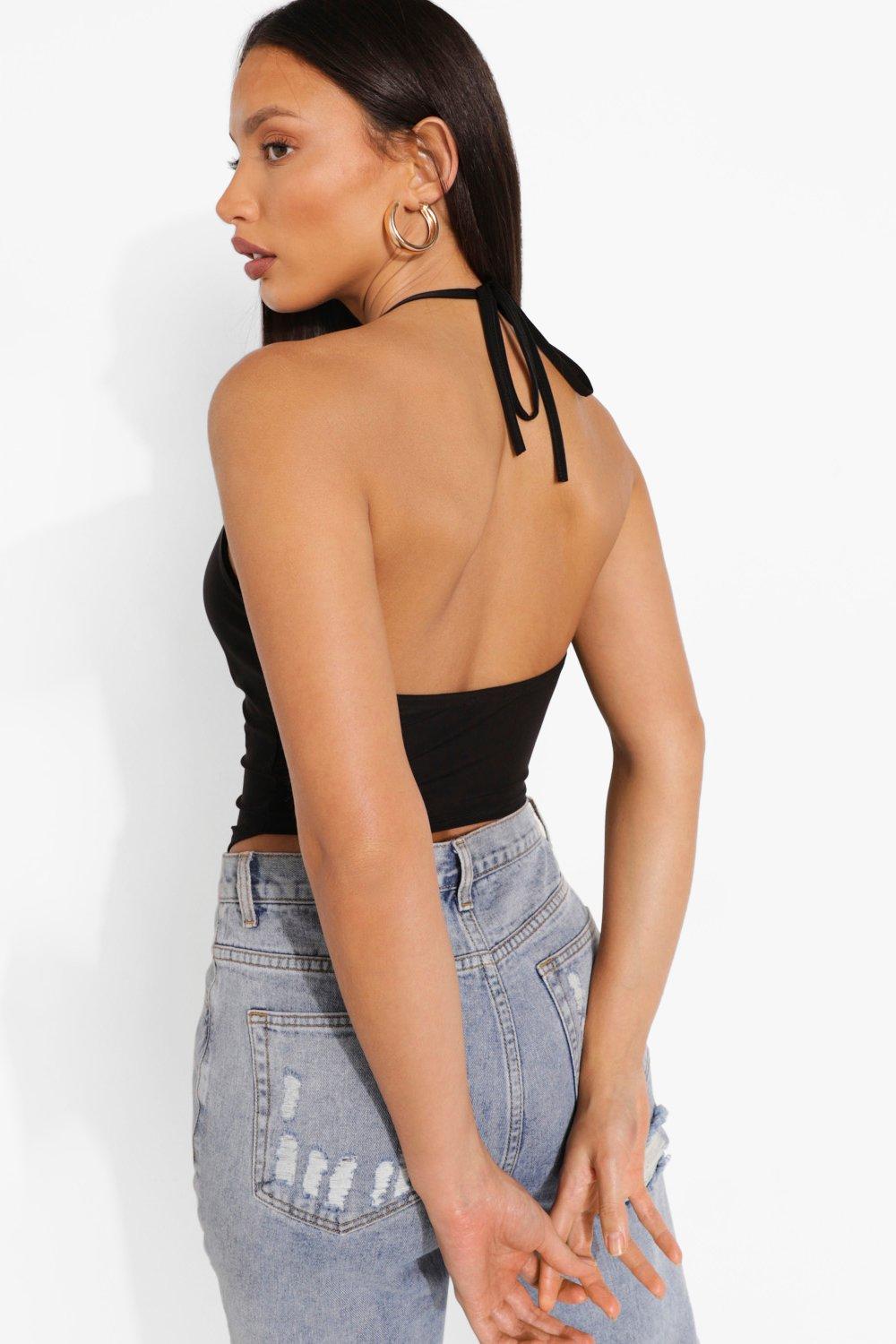 Boohoo Arabella Mesh Panel Halterneck Crop Top, $16, BooHoo