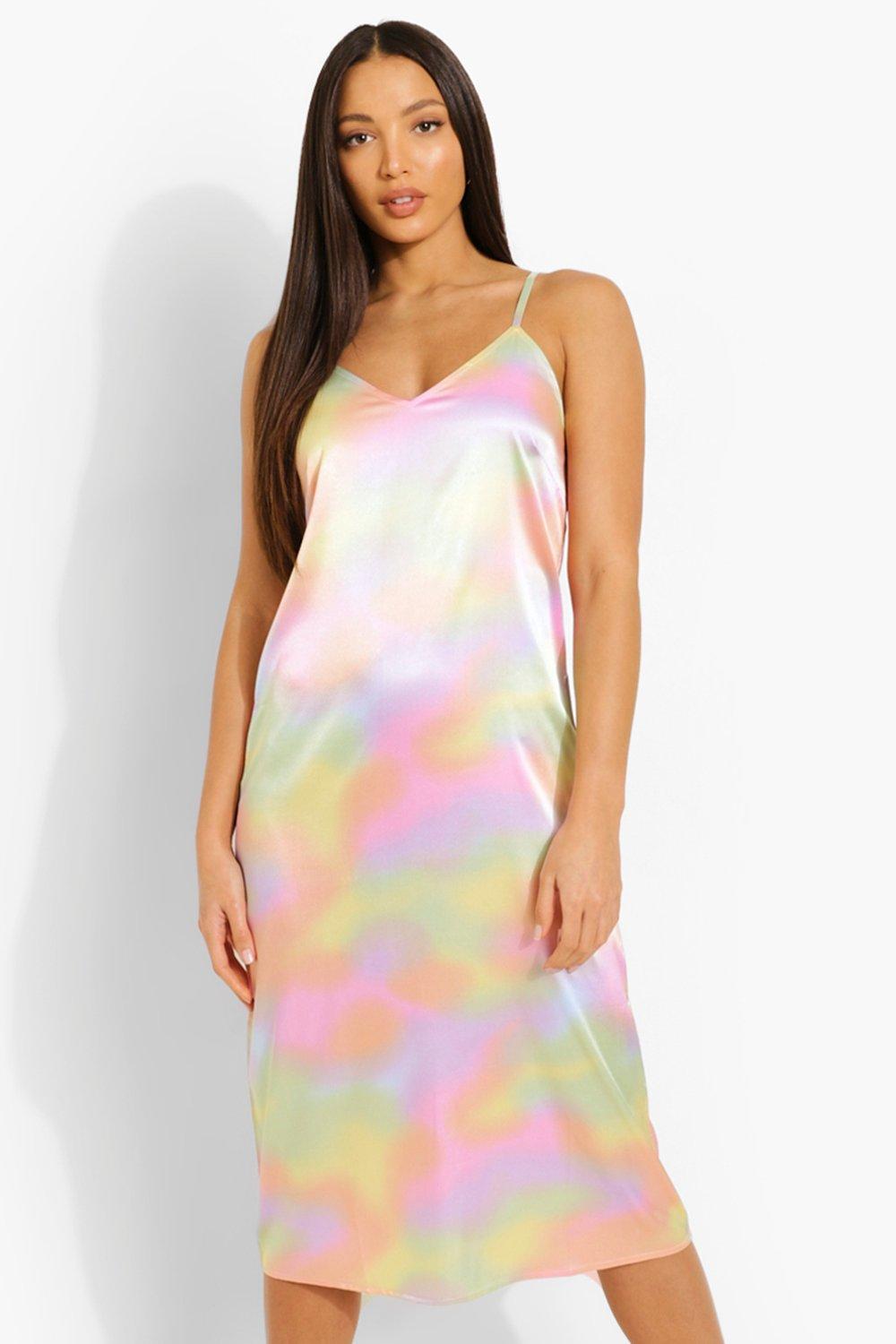 TIE-DYE SATIN EFFECT DRESS