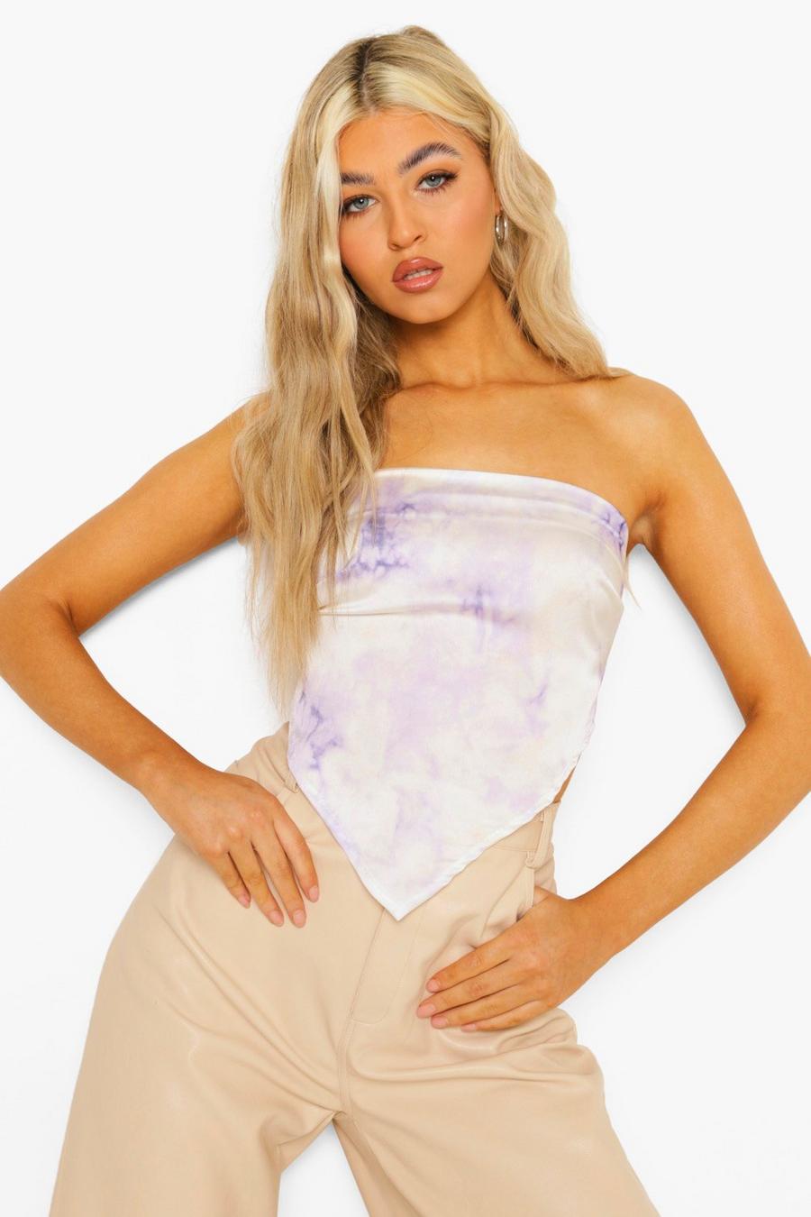 Lilac Tall Tie Dye Tie Back Scarf Top image number 1