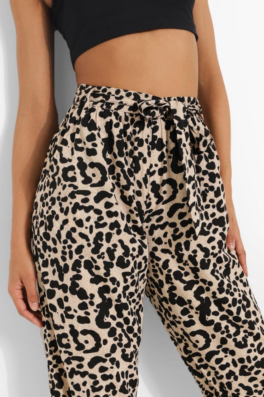 Leopard print sale trousers boohoo