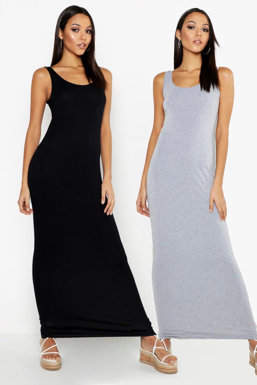 Grey marl Tall Scoop Maxi Dress 2 Pack image number 1