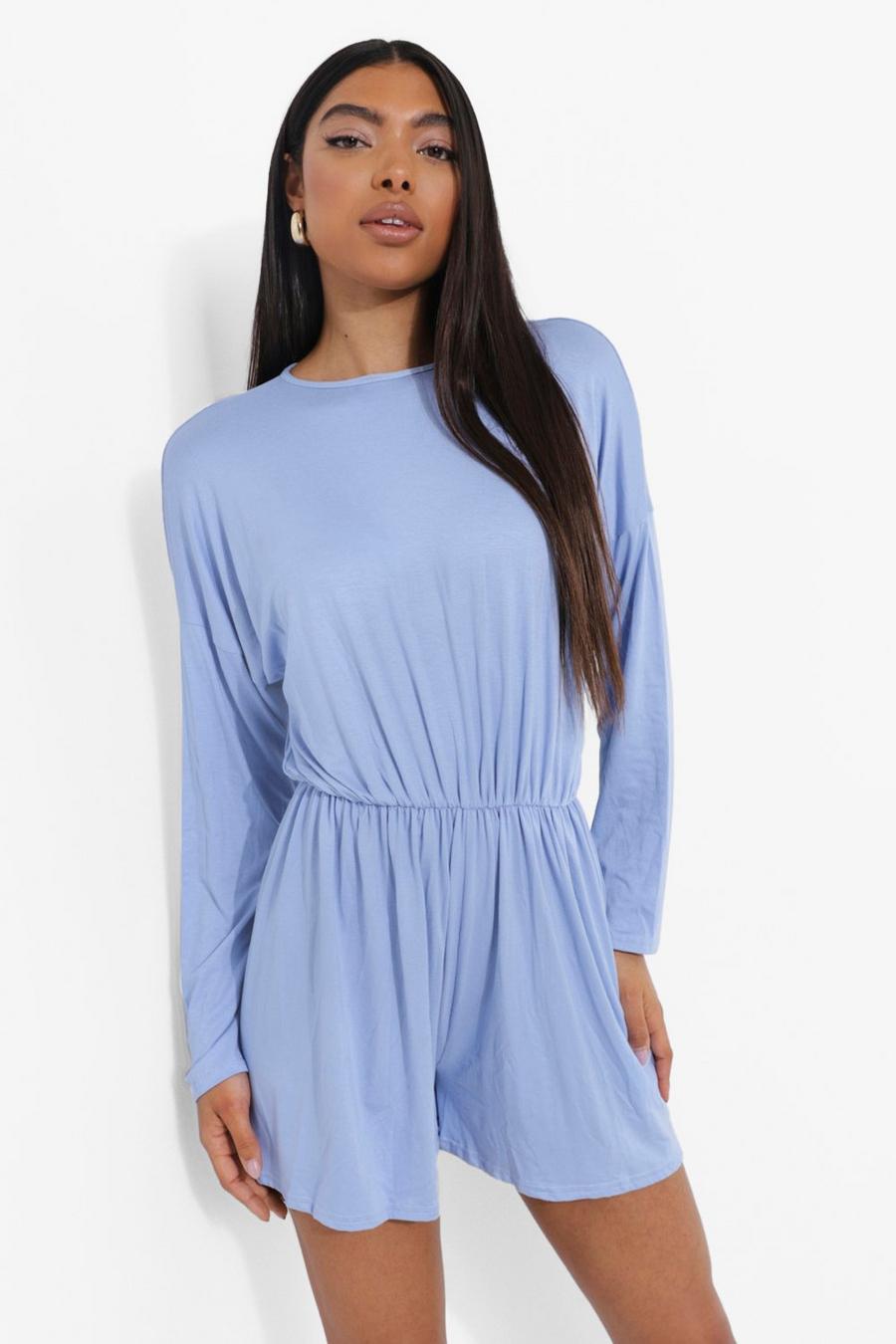 Dusty blue Tall Jersey Ruffle Playsuit image number 1