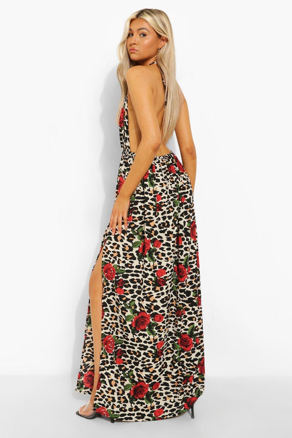 leopard rose dress