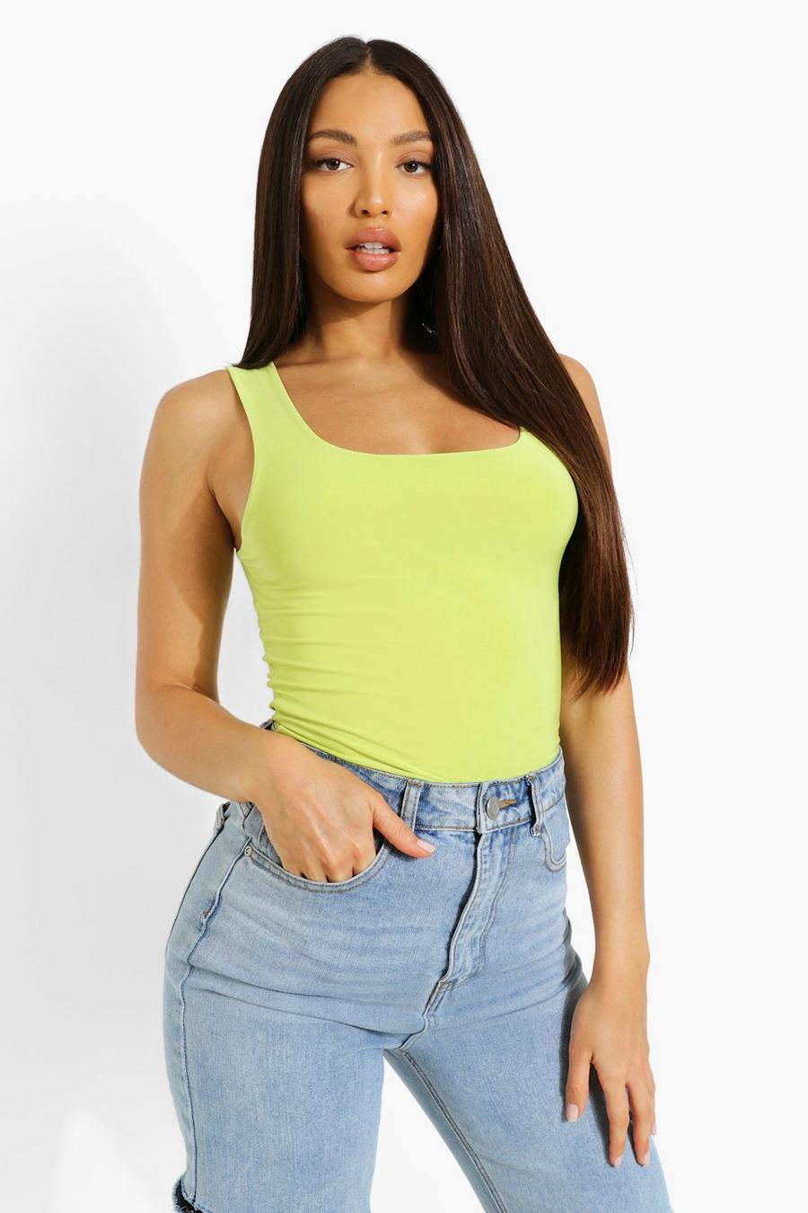 Neon-lime Tall Scoop Neck Bodysuit image number 1
