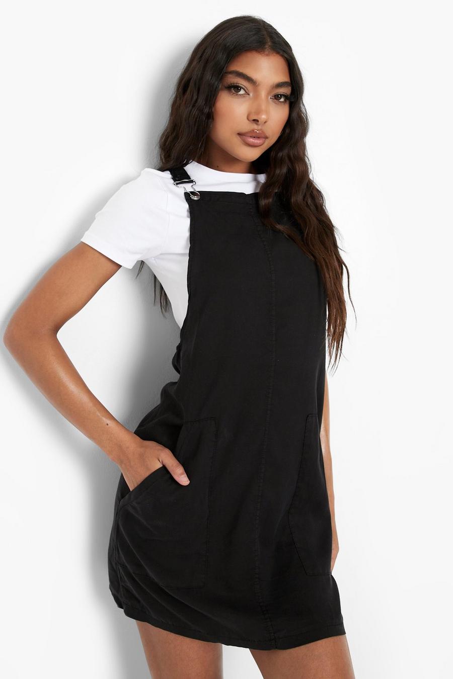 Black Tall Chambray Dungaree Dress image number 1