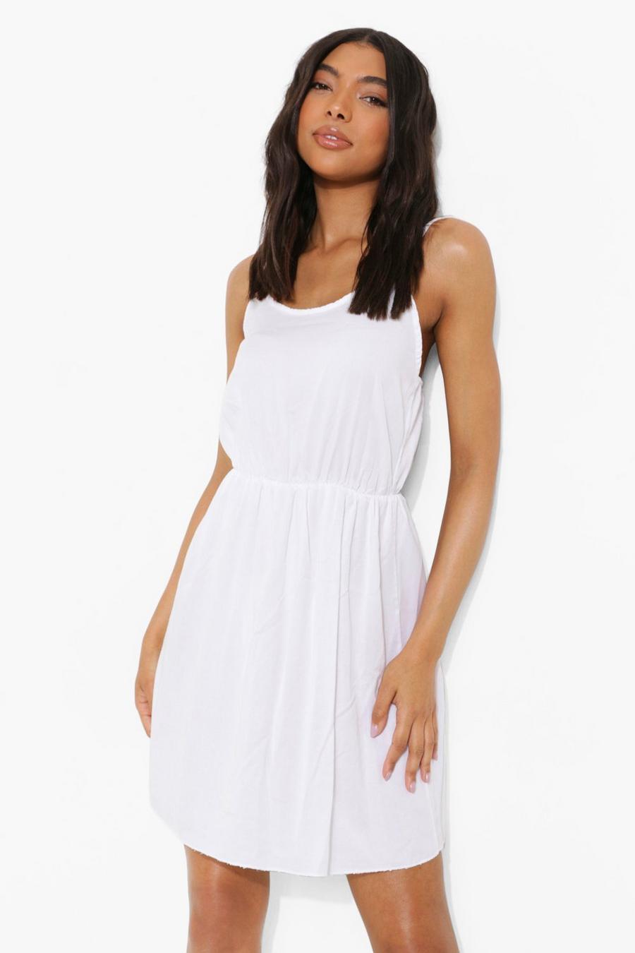 White Tall Basic Denim Cami Dress image number 1