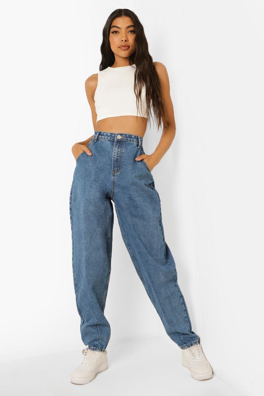 Tall Mom-Jeans mit Falten, Mid blue image number 1