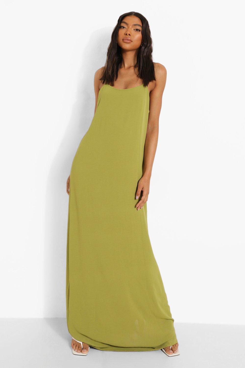 Tall Linen Look Caged Back Maxi Dress ...