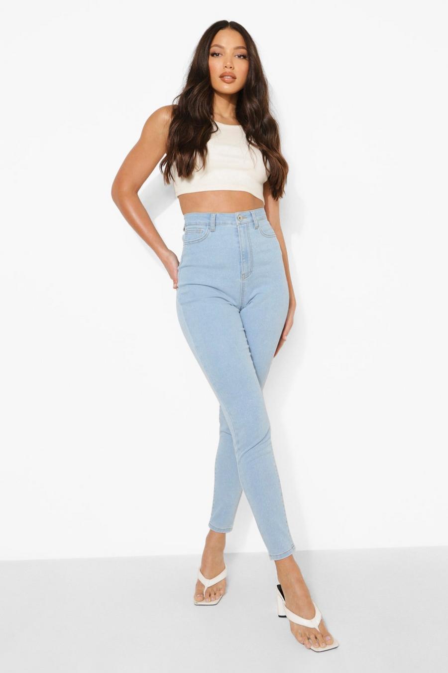 Light blue Tall - Skinny jeans med hög midja image number 1