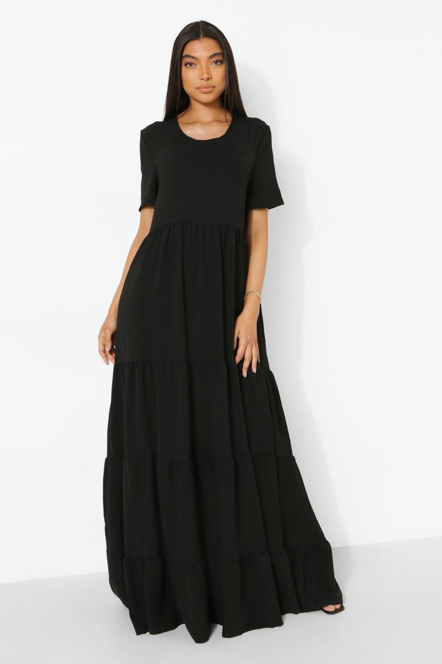 Black Tall Linen Look Maxi Smock Dress image number 1