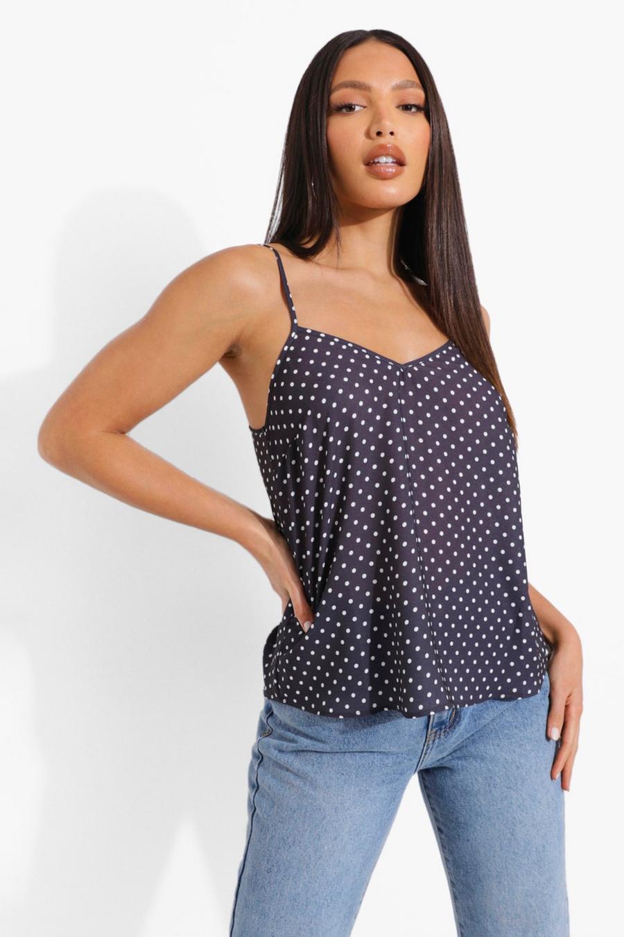 Black Tall Polka Dot Woven Camisole image number 1