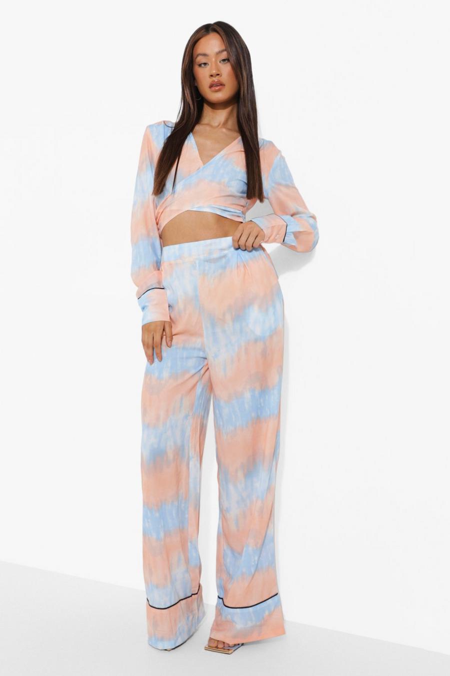 Blue Tall Tie Dye Crop Pants Co-Ord image number 1