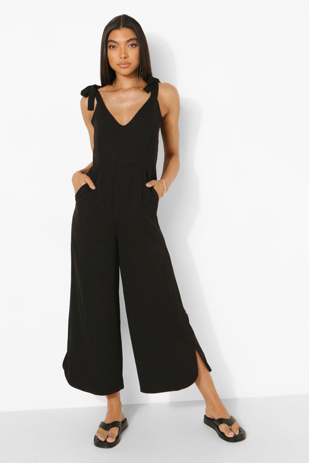 Ladies black hot sale culotte jumpsuit