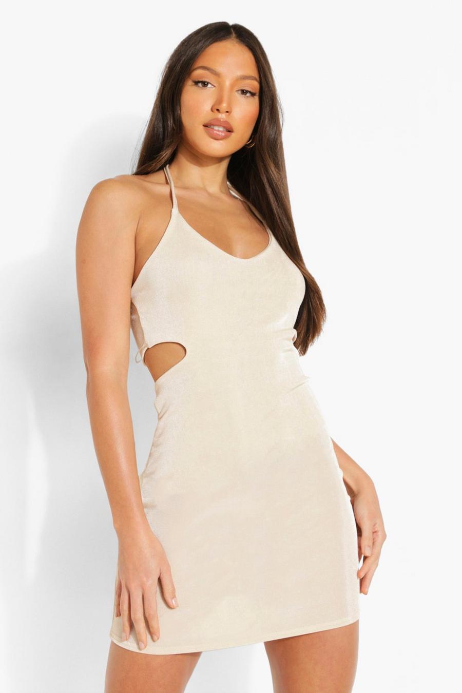 Nude Tall Cut Out Detail Slinky Mini Dress image number 1