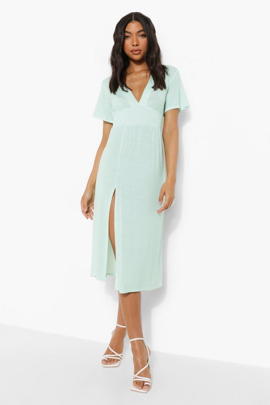 Green Tall Gingham Midi Dress image number 1