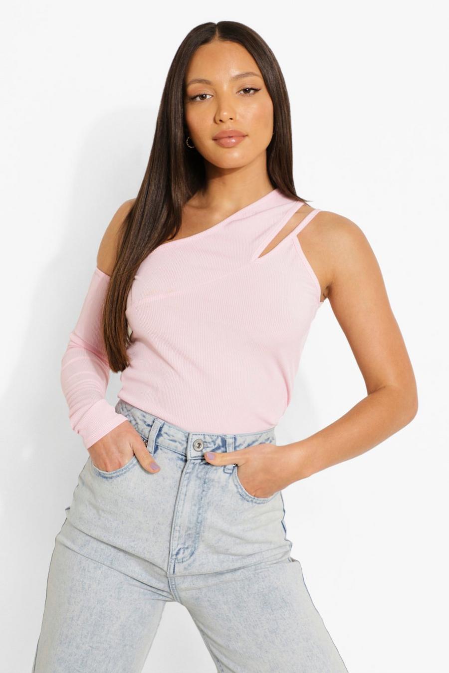 Baby pink Tall Rib Cut Out Detail Top image number 1